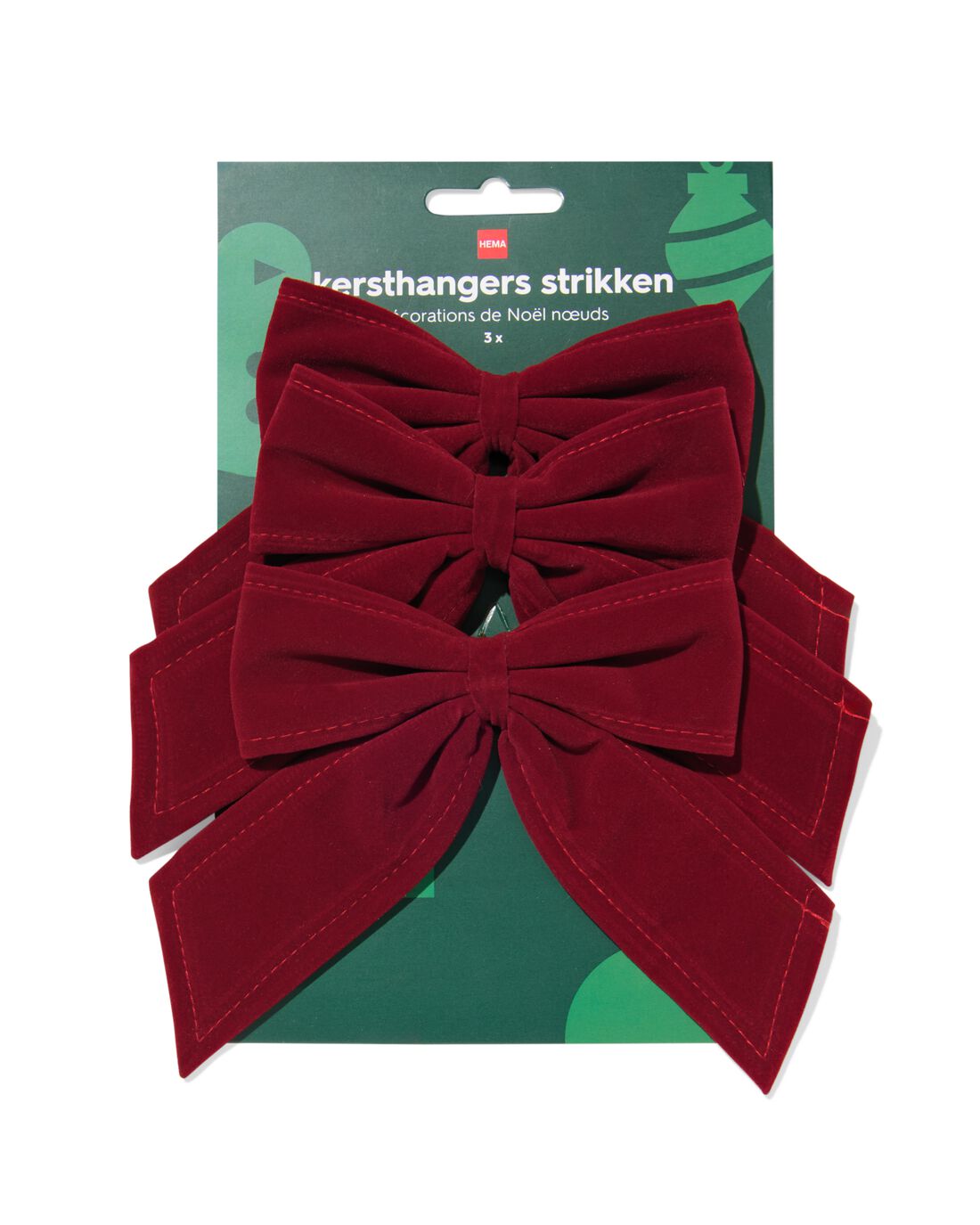 HEMA Kersthangers 24cm Strikken Rood - 3 Stuks