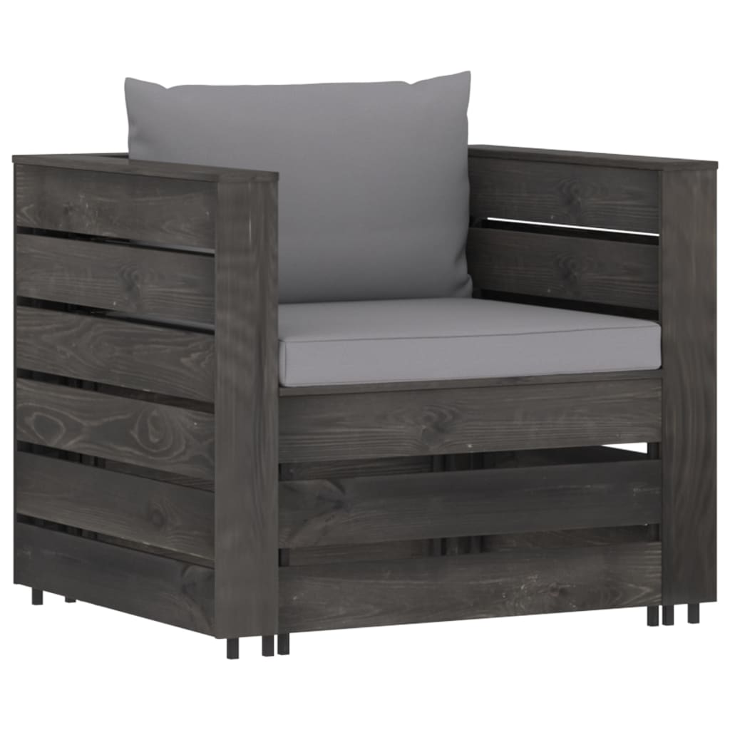 vidaXL 2-delige Loungeset met kussens grijs geïmpregneerd hout