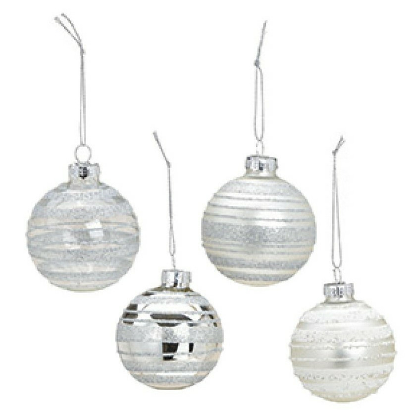 G. Wurm Kerstballen set - 12x - glas - zilver - gedecoreerd - 6 cm -