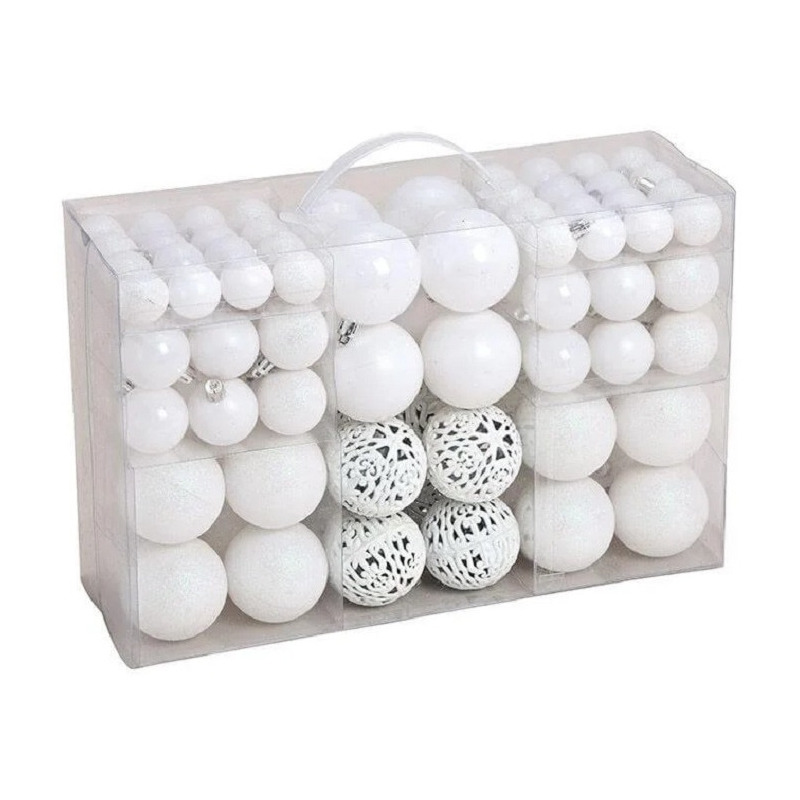 G. Wurm kerstballen - 100x stuks - winter wit - 3, 4 en 6 cm -
