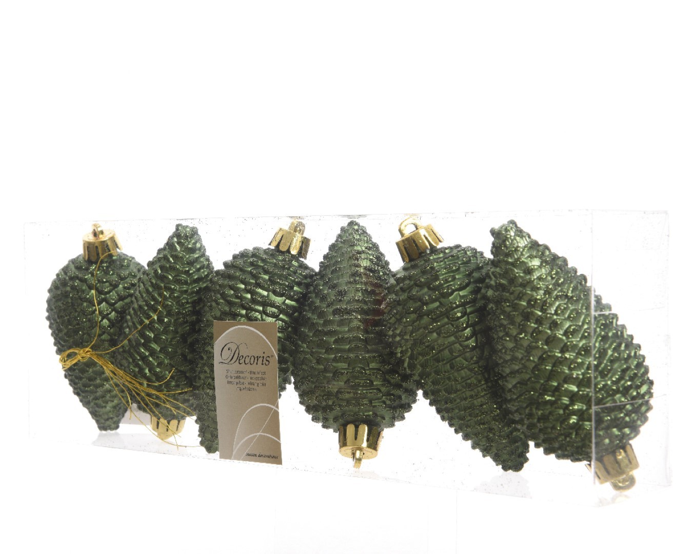 Ksd Dennenappel plastic glitter hang diameter 4.5x8cm Dennen groen - 
