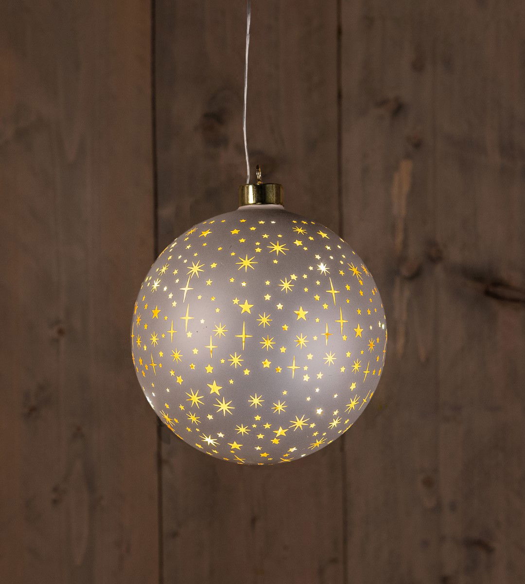 Annas collection B.O.T. Ball Glass Matt Champagne With Stars 15 cm - 