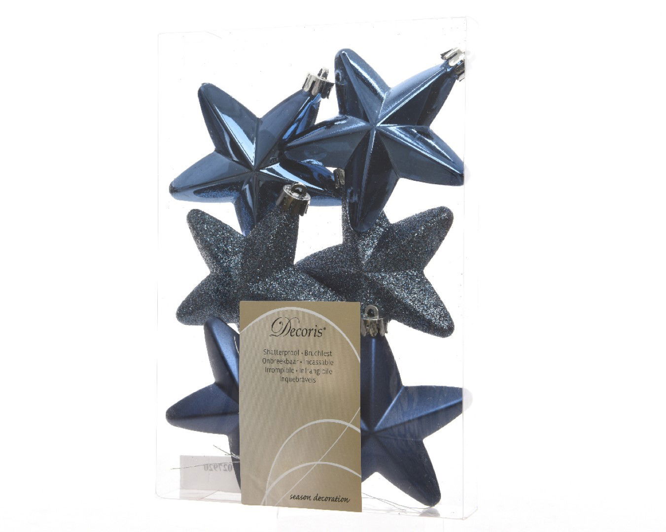 Ksd Ster plastic glans-mat-glitter 2x7.5x7.5cm nacht blauw - 