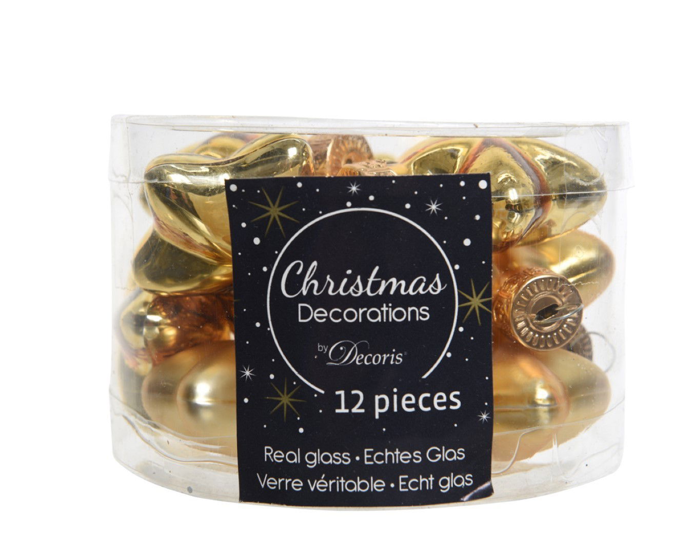 Decoris 12 Glazen sterren 40 mm licht goud - 