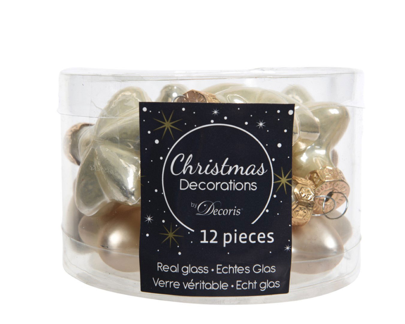 Decoris 12 Glazen sterren 40 mm parel - 