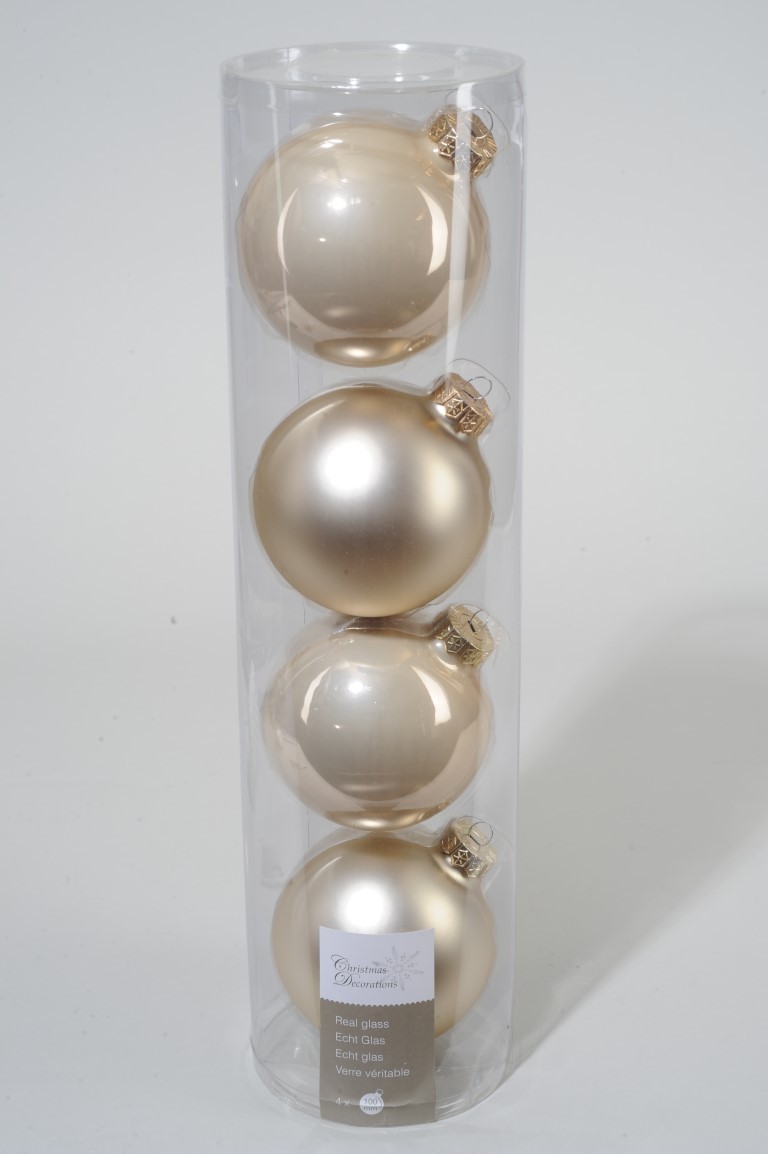 Ksd 4 kerstballen parel emaille 100 mm - 