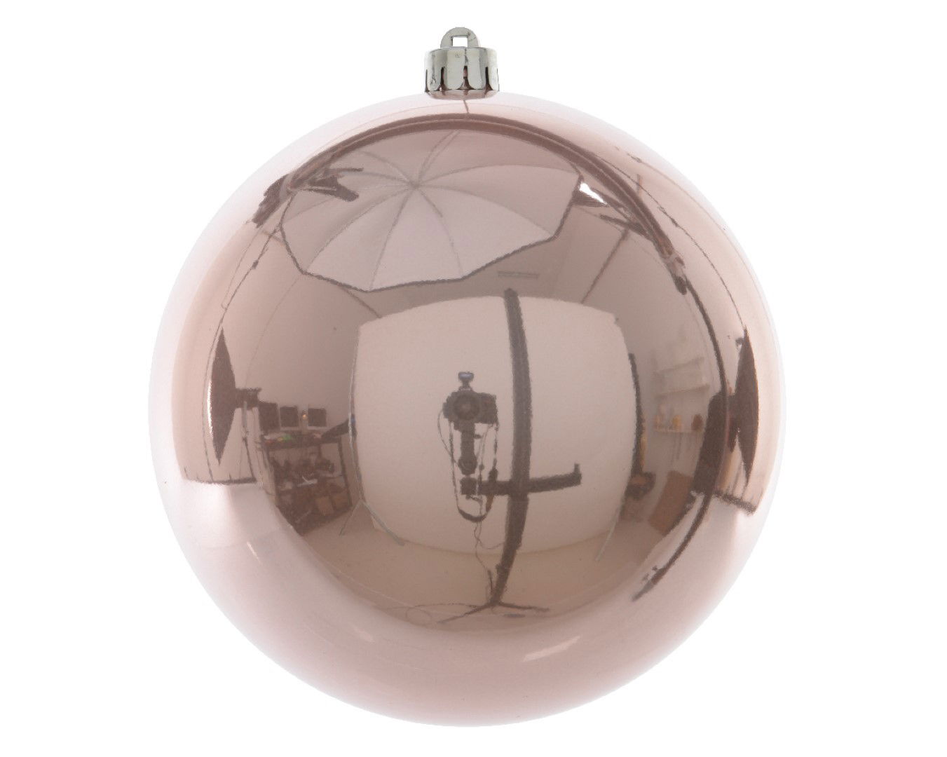 Ksd Kerstbal plastic emaille/200mm/poeder roze - 