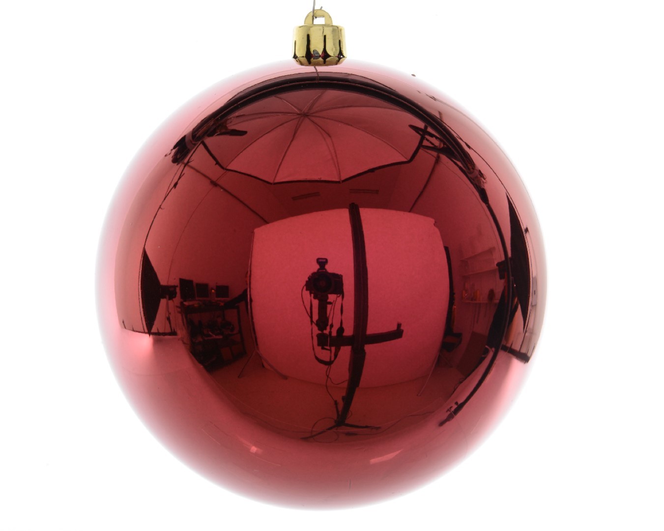 Ksd Kerstbal plastic glans/200mm/ossenbloed - 