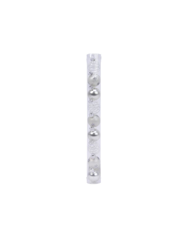Decoris 9 Glazen kerstballen 3 cm mix winter wit zilver - 