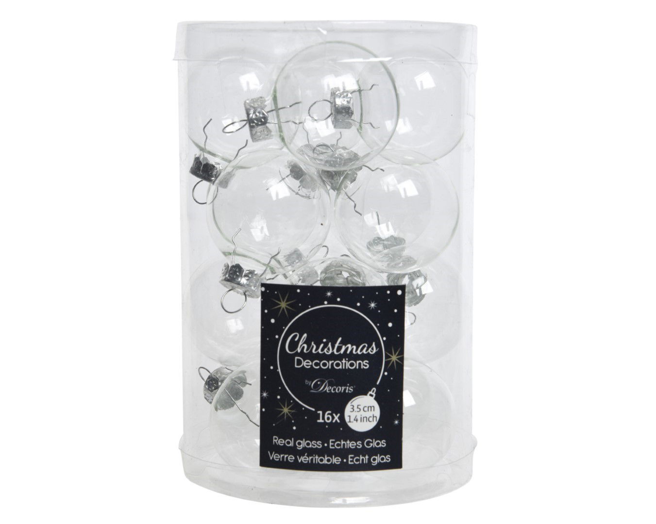 Decoris Kerstballen glas transparant 35mm transparant/helder - 