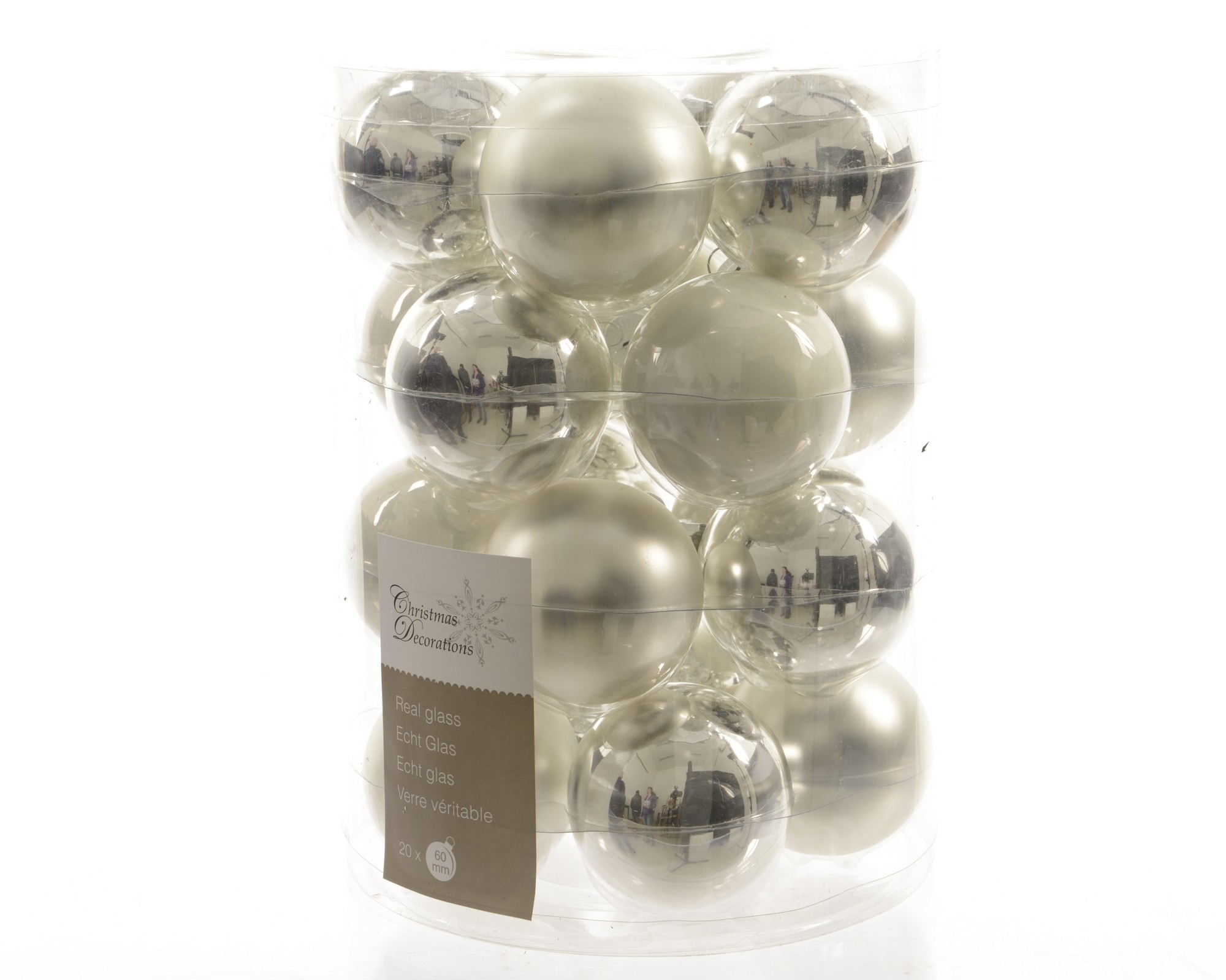 Ksd Kerstbal glas zilver mi x 60 mm assortie - 