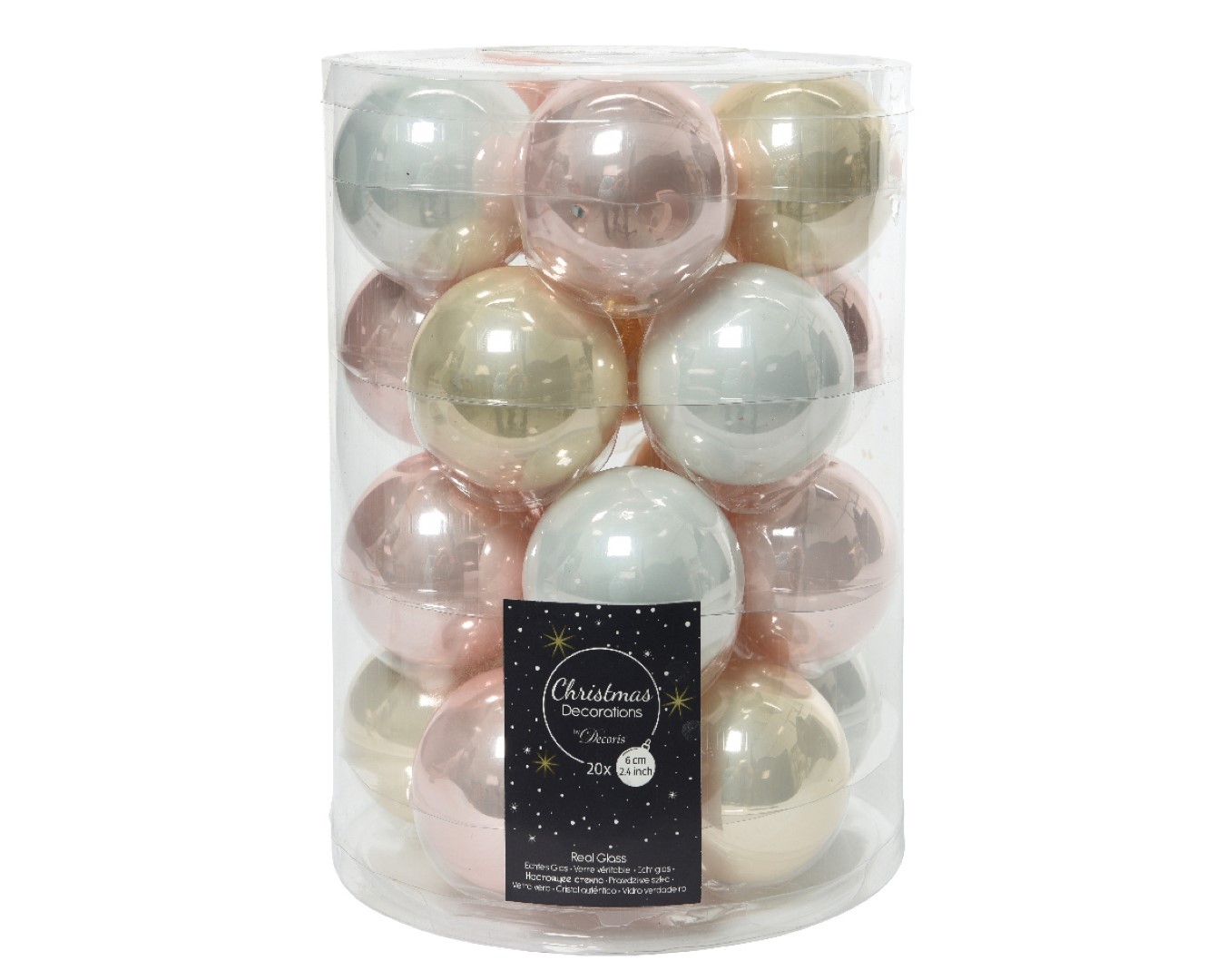 Decoris Kerstbal glas d6 cm roze 20st kerst - 