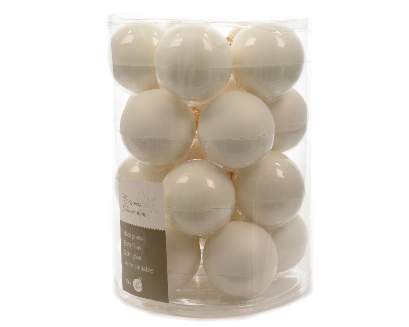 Ksd Kerstbal glas emaille-mat 60mm wolwit - 