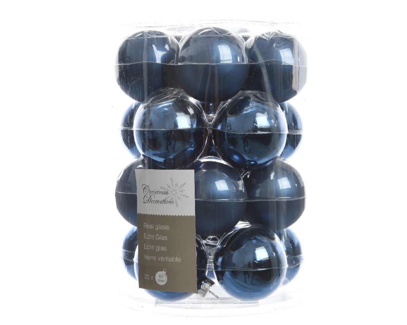 Ksd Kerstbal glas glans-mat diameter 6cm nacht blauw - 