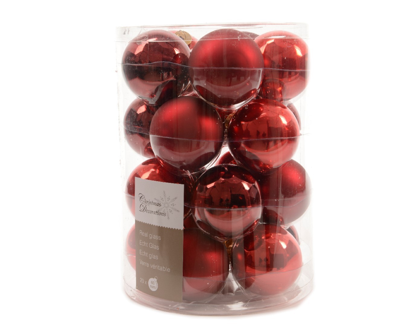 Ksd Kerstbal glas rode mix 60mm assortie - 
