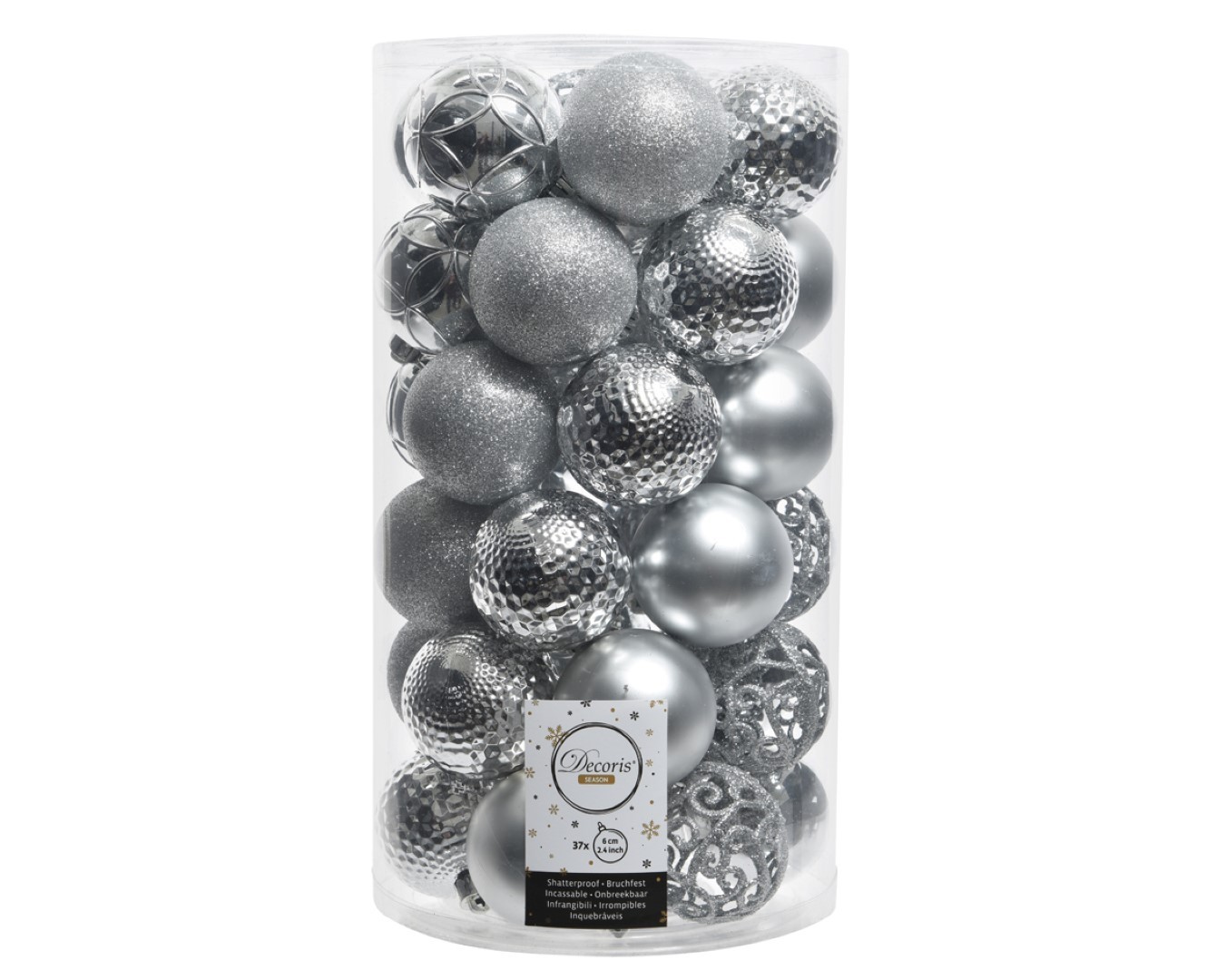 Decoris Kerstbal glans mix dia6cm zilver - 