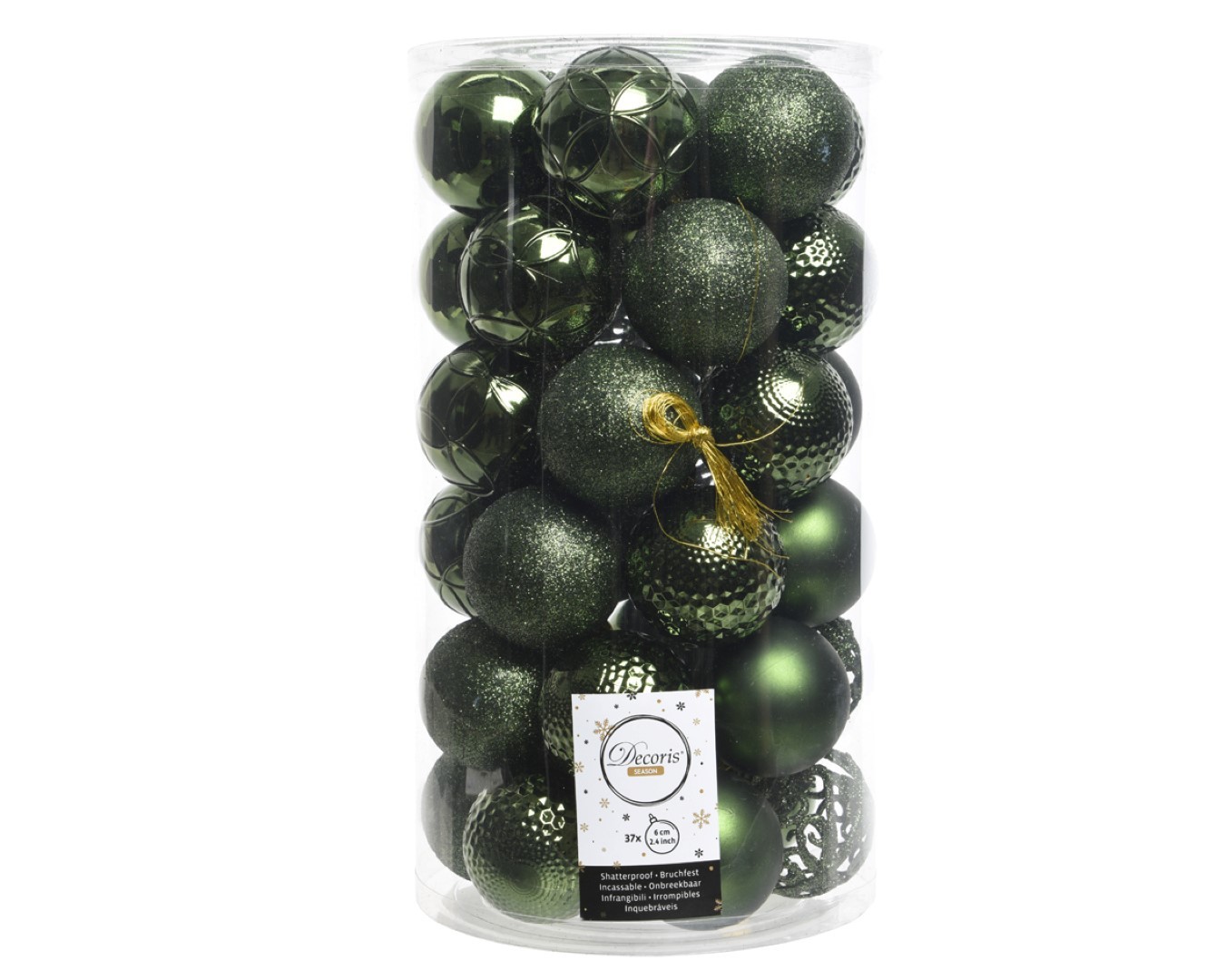 Decoris Kerstbal glans mix dia6cm dennen groen - 