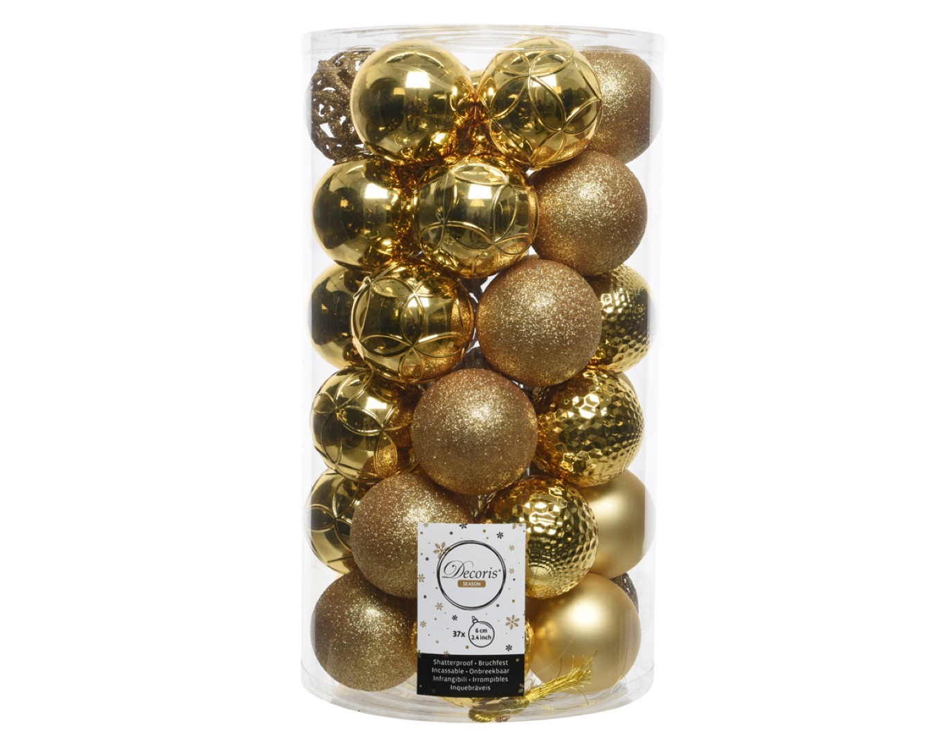 Decoris Kerstbal glans mix dia6cm licht goud - 