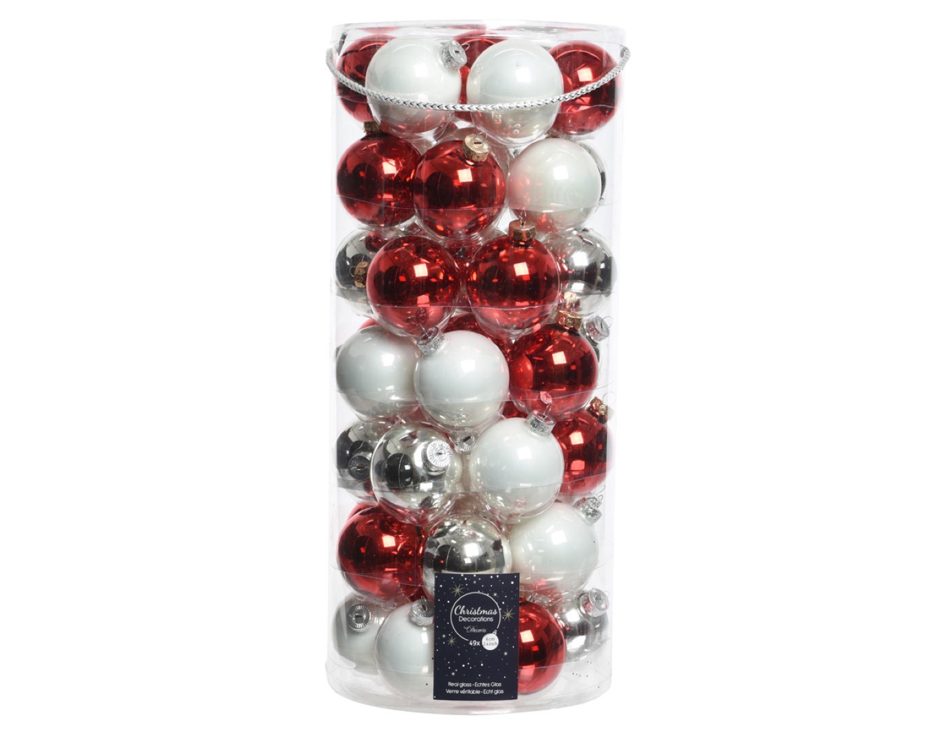 Decoris Kerstbal glas mix rood-wit dia6cm assortie - 