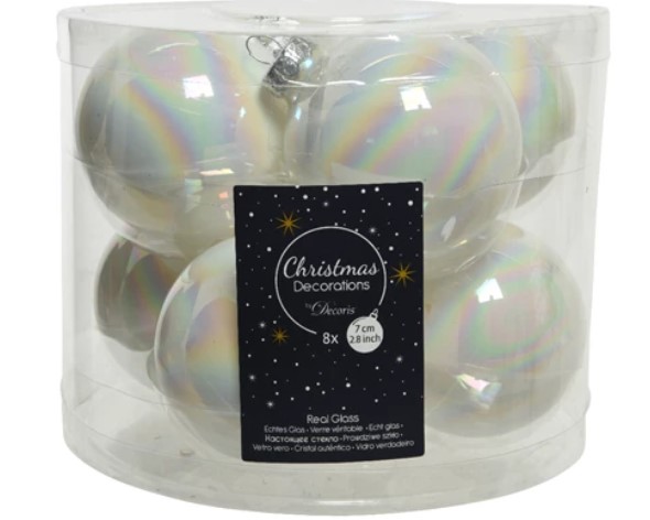 Ksd Kerstballen glas dia. 7 cm white/iris - 