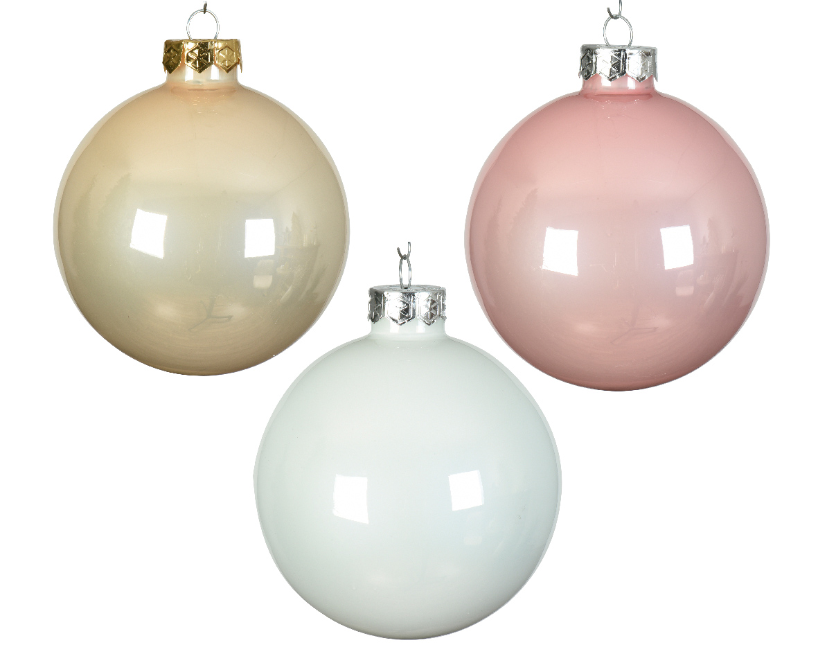 Decoris Kerstbal glas d8 cm zcht rz ass 16st kerst - 