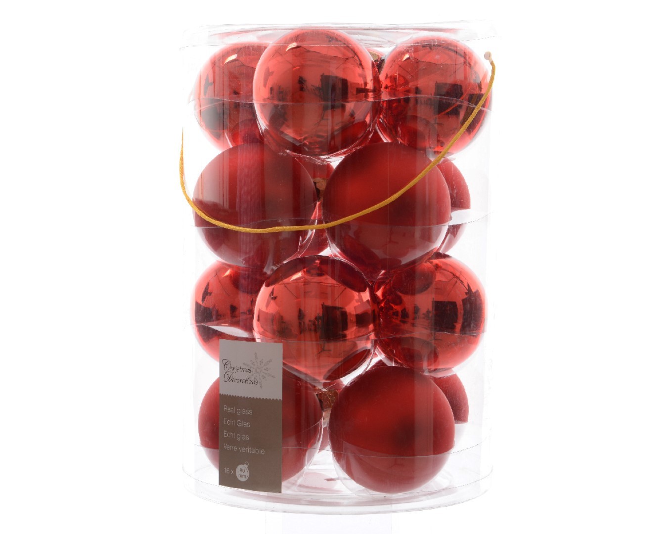 Ksd Kerstbal glas glans-mat 80mm kerstrood - 