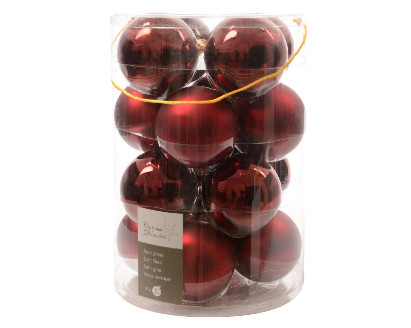 Ksd Kerstbal glas glans-mat 80mm ossenbloed - 