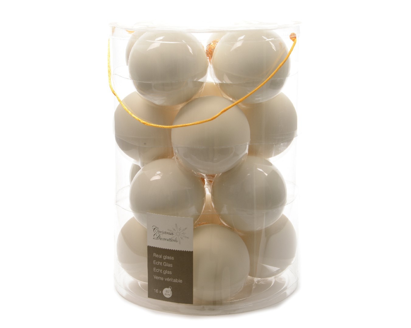 Ksd Kerstbal glas emaille-mat 80mm wolwit - 