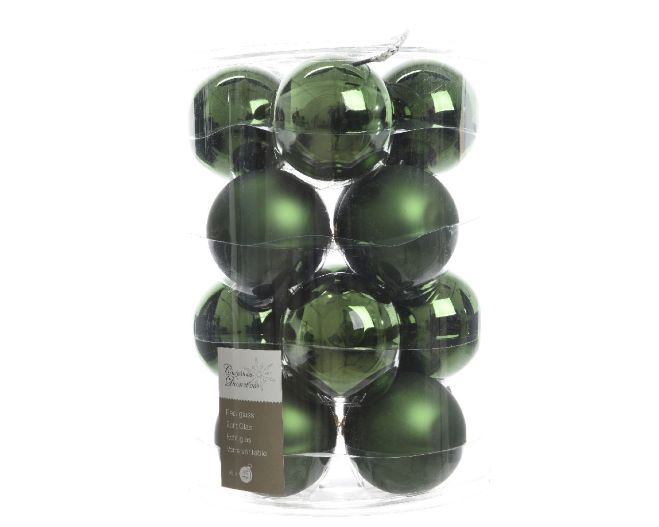 Ksd Kerstbal glas glans-mat diameter 8cm Dennen groen - 