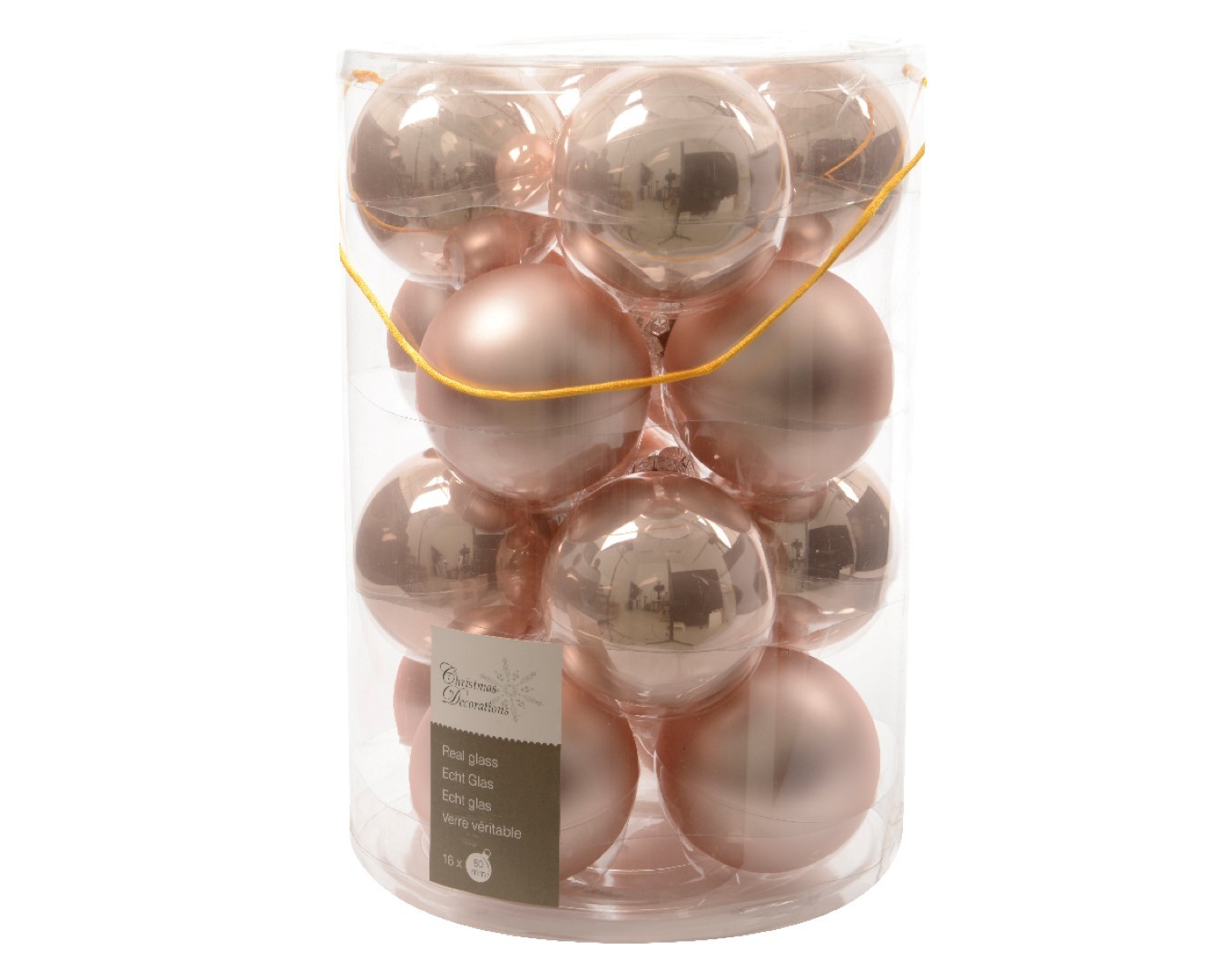 Ksd Kerstbal glas emaille-mat 80mm poederroze - 