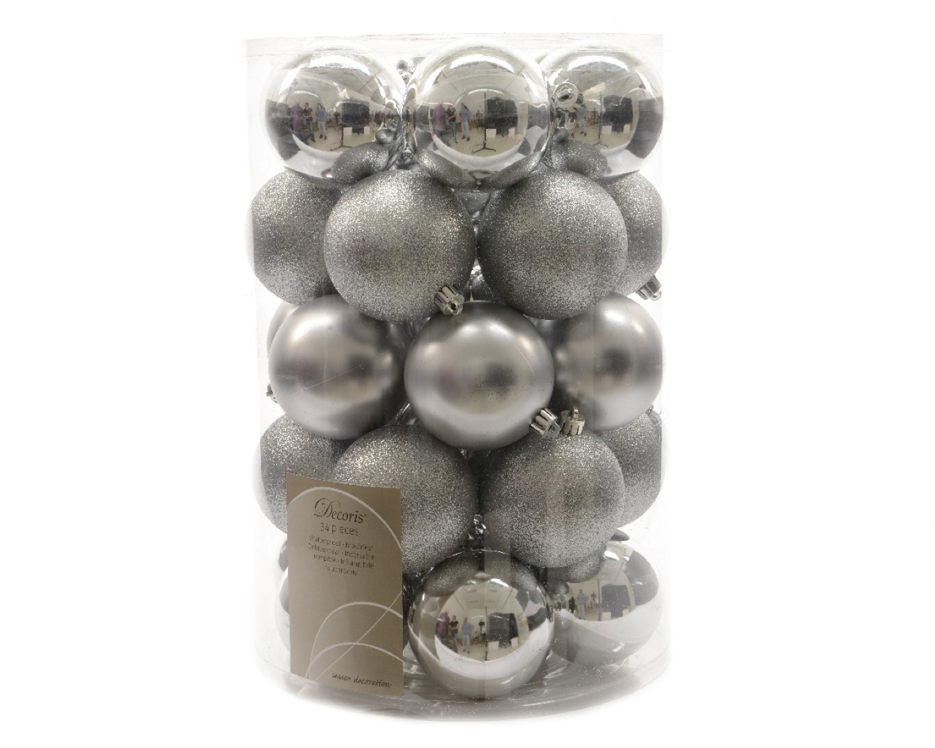 Ksd Kerstbal plastic mix/80mm/zilver - 