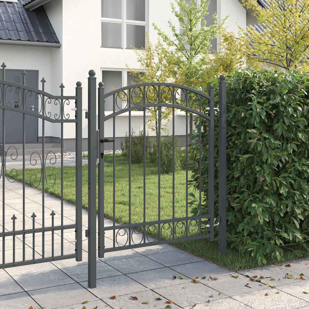 vidaXL Hekpoort met slot Grijs 150 x 100 cm Poedergecoat staal