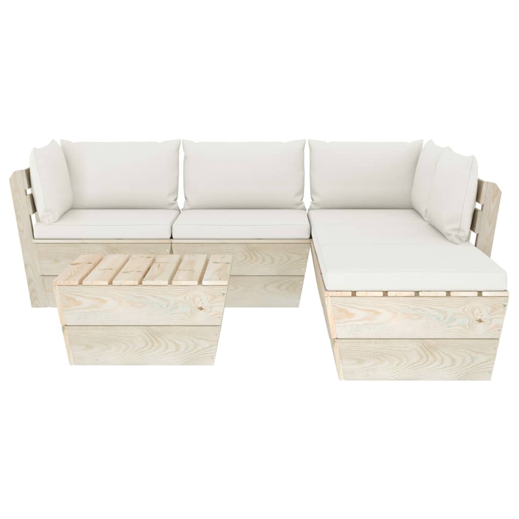 vidaXL 6-delige Loungeset met kussens pallet vurenhout