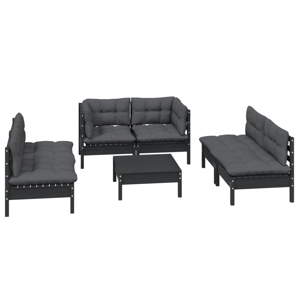 vidaXL 7-delige Loungeset met kussens massief grenenhout