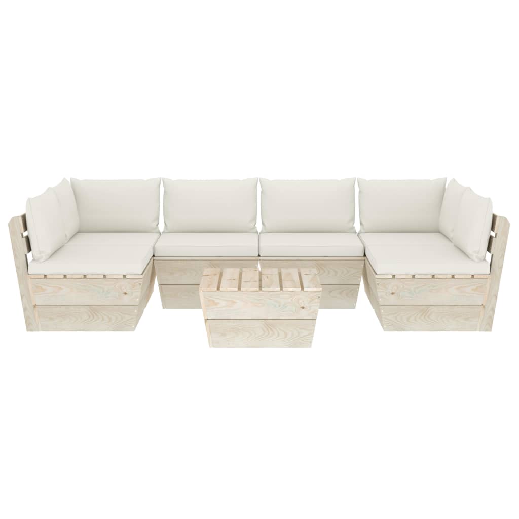 vidaXL 7-delige Loungeset met kussens pallet vurenhout