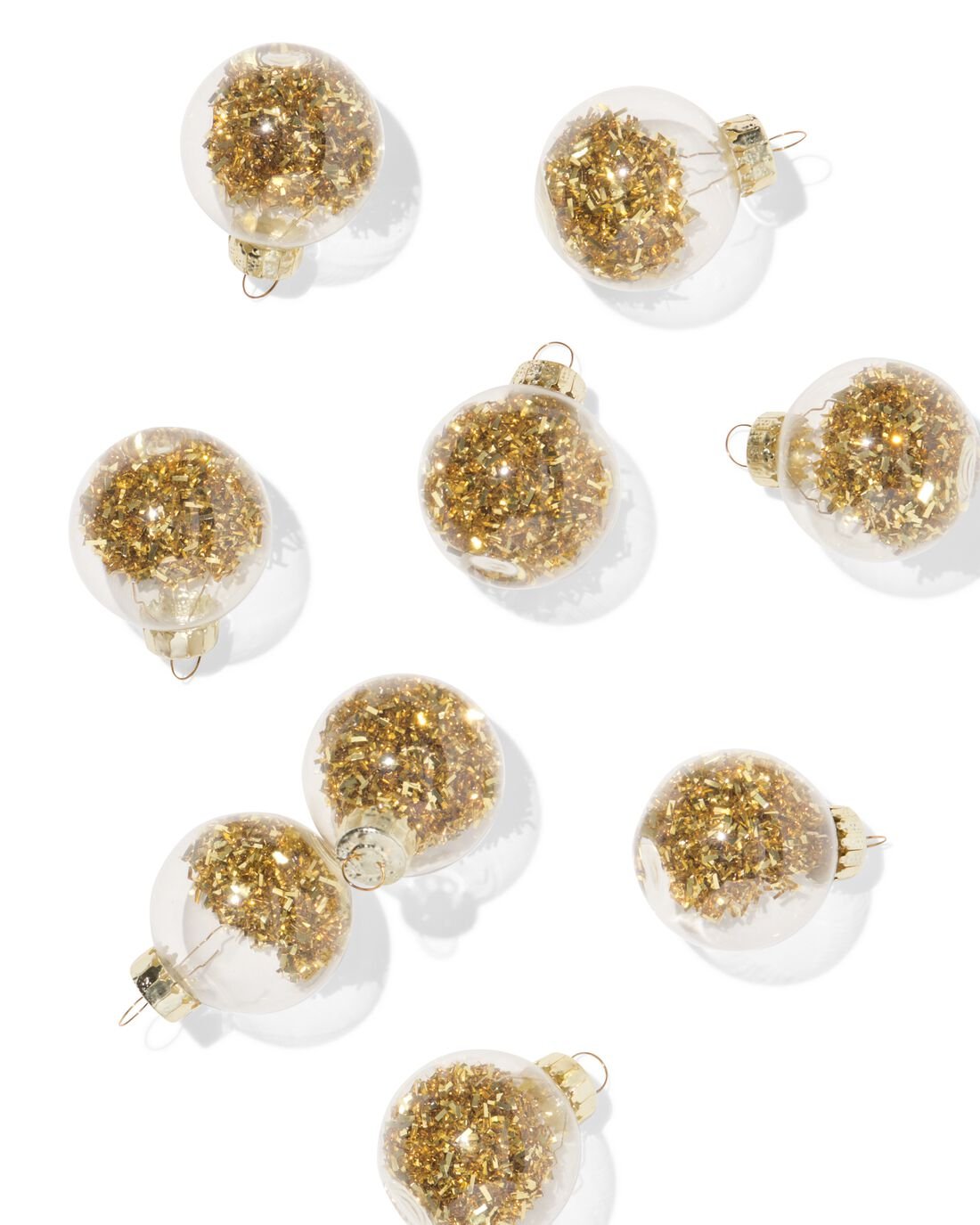 HEMA Kerstballen Set 4.2cm Glas Sneeuw Goud - 9 Stuks