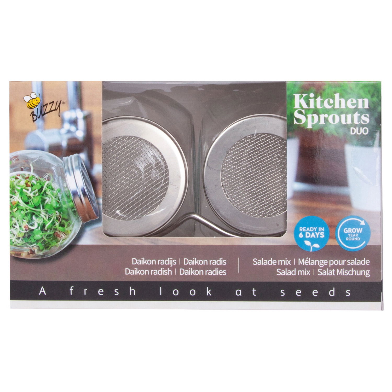 Buzzy Grow gifts kweekset sprouting duo pot met schaal - 