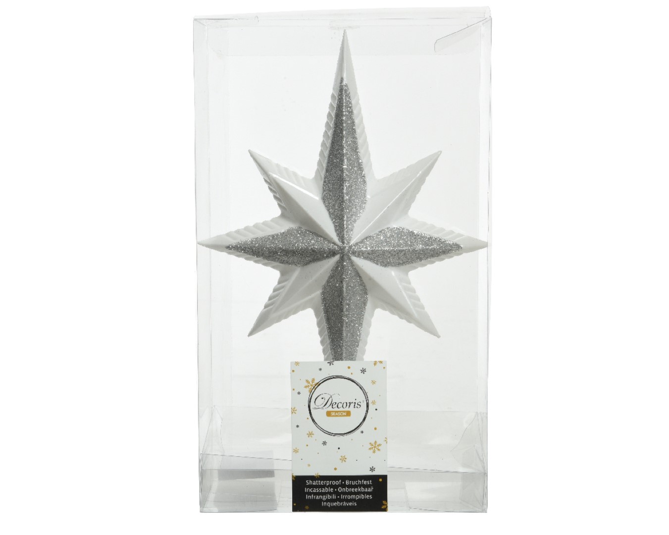 Decoris Piek plc l6.50b14.5h25.5 cm winterwit kerst - 