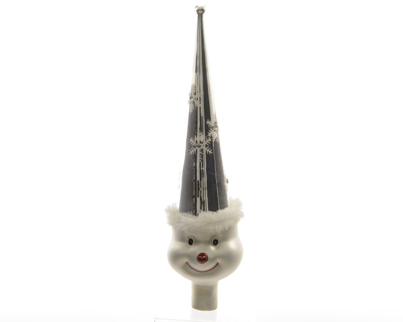Ksd Piek glas figuur 2ass diameter 7.5x17 cm wit/zilver - 