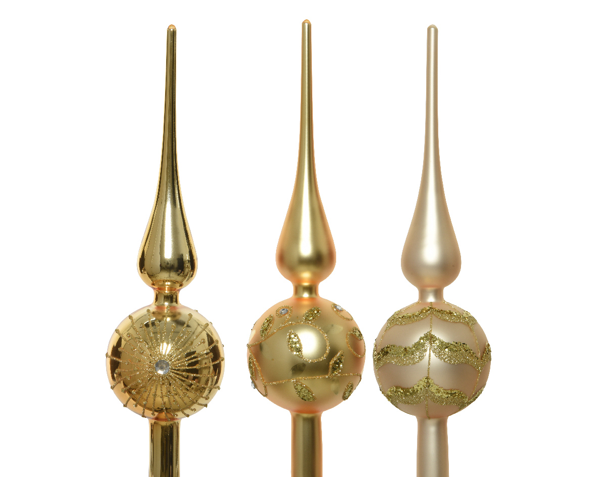 Ksd Piek glas d8h31cm parel/goud a3 - 
