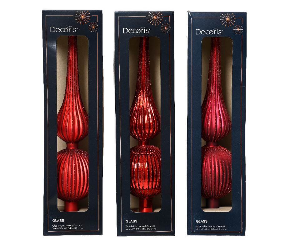 Decoris Piek glas d8h31 cm rood a3 kerst - 