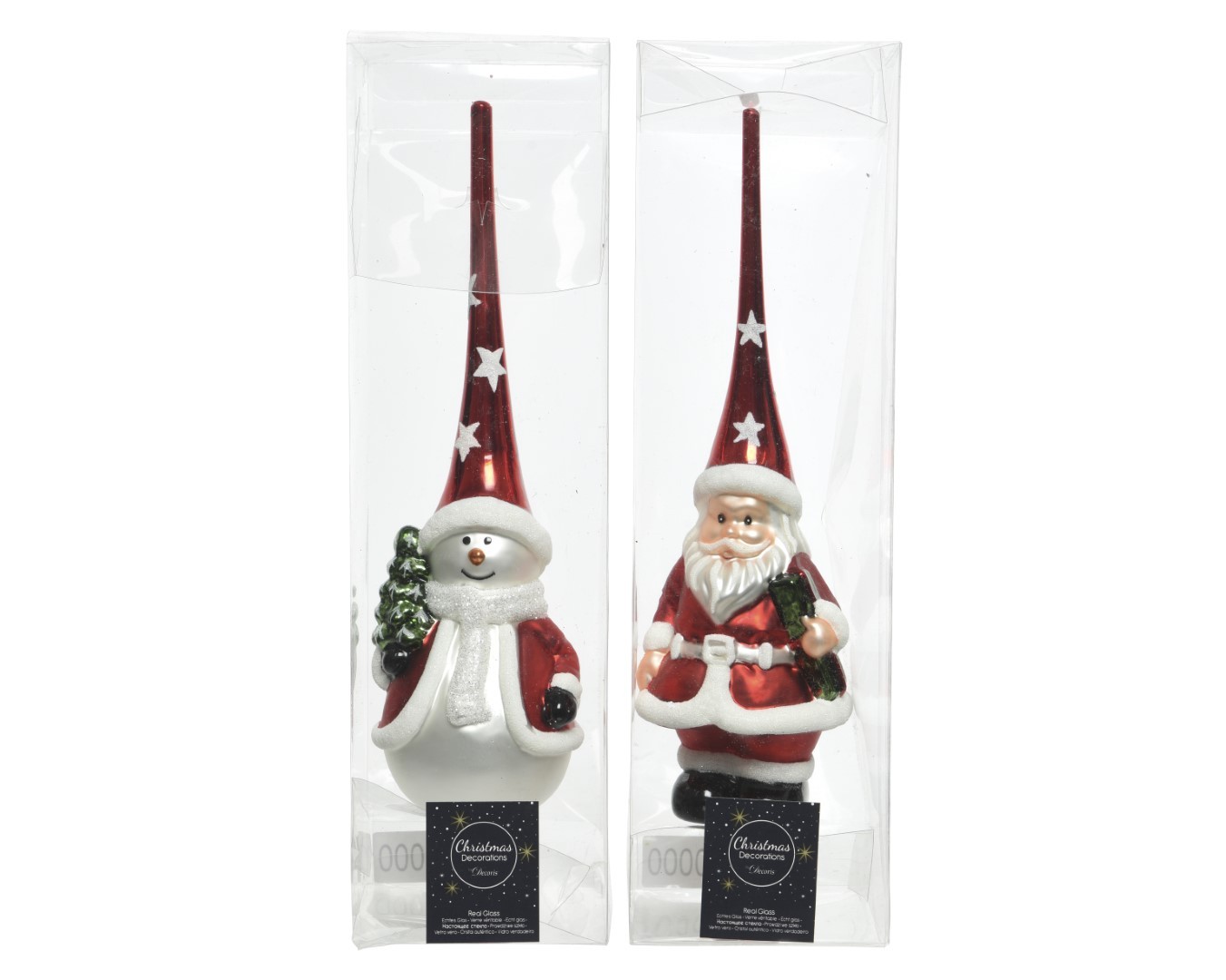 Decoris Piek glas figuur d8 en h8 cm rood/wit - 