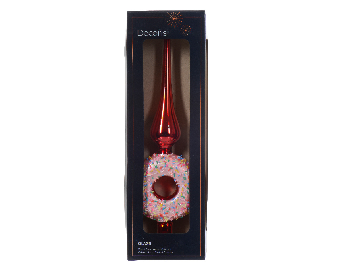 Decoris Piek glas d9l31 cm kerstrood kerst - 