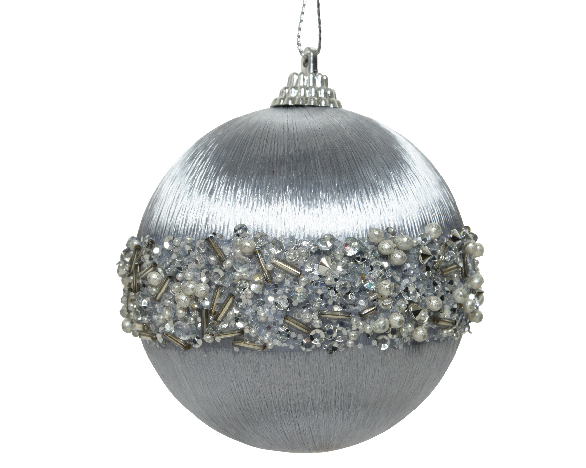 Decoris Kerstbal foam d8cm zilver - 