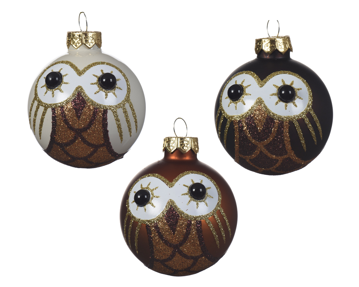 Decoris Uil glas d6 cm a3 - 