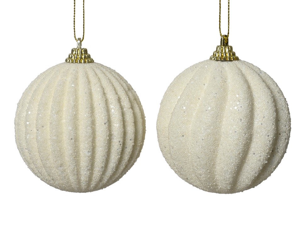 Decoris Kerstbal foam d8 cm wolwit a2 kerst - 