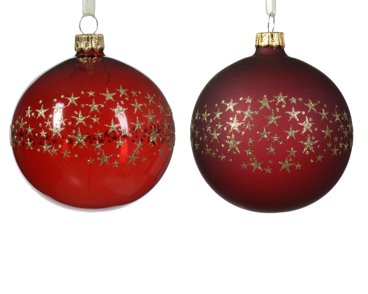 Decoris Kerstbal glas d8 cm ossenbloed a2 kerst - 