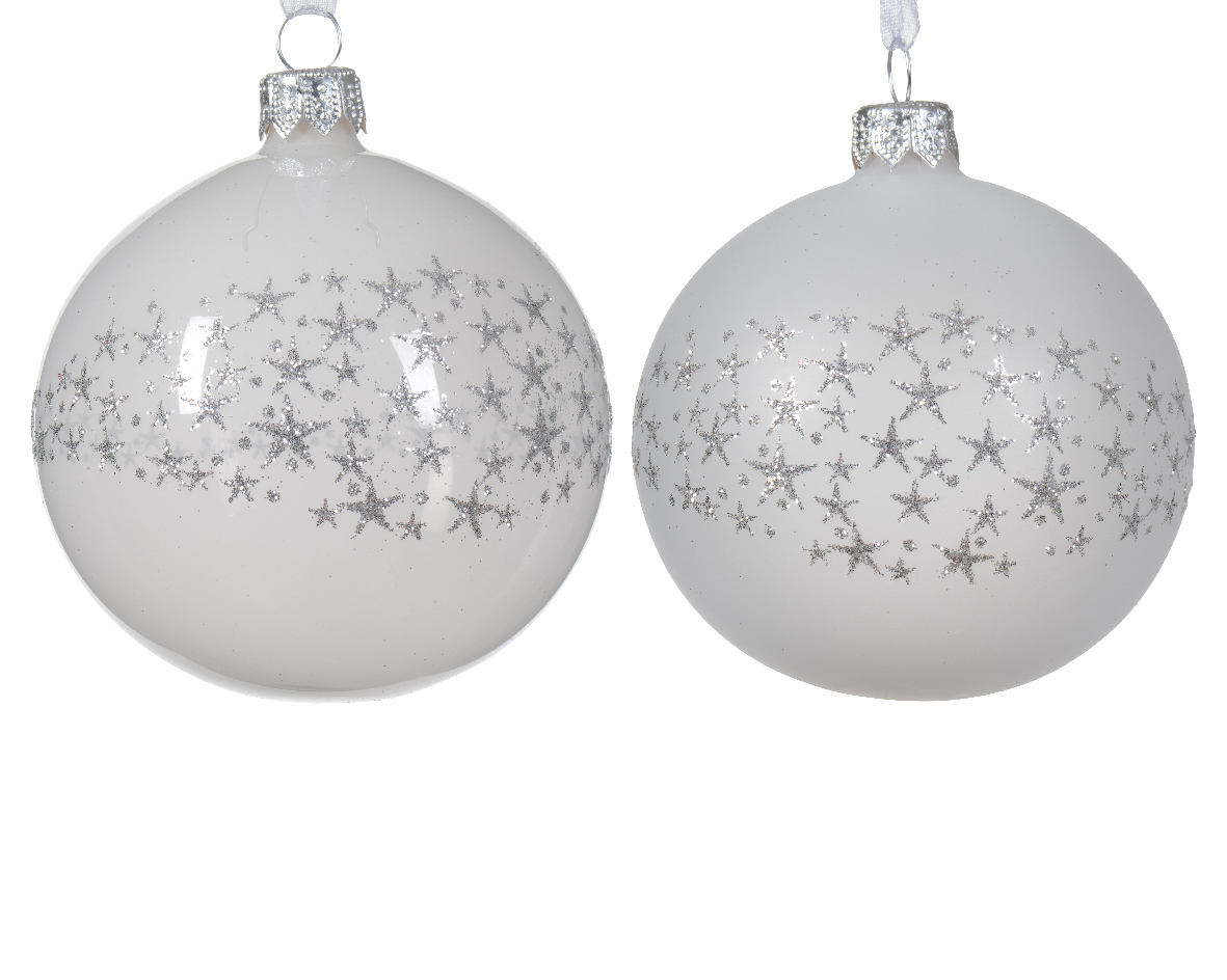 Decoris Kerstbal glas d8 cm winterwit a2 kerst - 