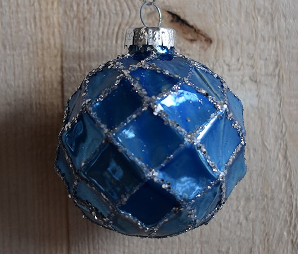 Hortus Kerstbal ruit zwart 6cm - 
