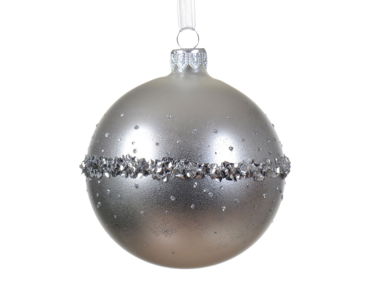 Decoris Kerstbal glas d8 cm zilver I kerst - 